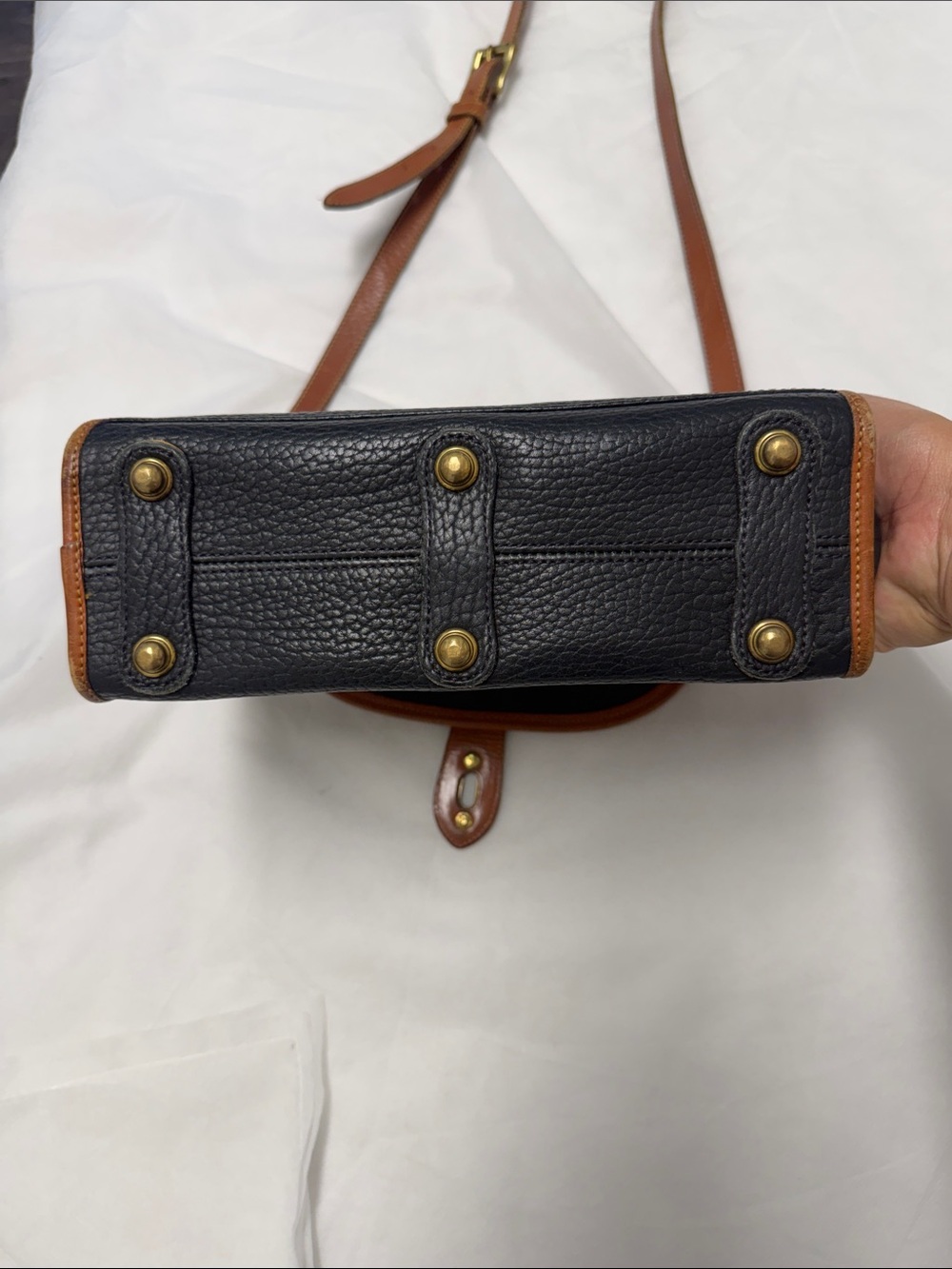 Dooney & Bourke Vintage Black Pebbled Leather Crossbody with Brown Trim - Picture 3 of 16